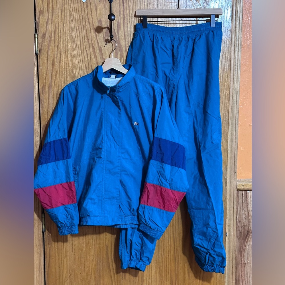 Lands End vintage retro wind suit exercise lined sz med stranger things SZ med